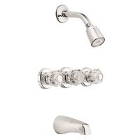 chrome three handle tub & shower faucet