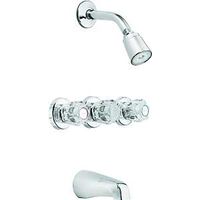 Chrome Three Handle Tub & Shower Faucet