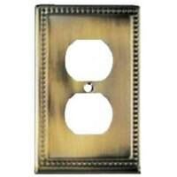 duplex outlet plate, antique brass