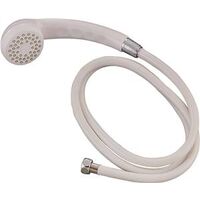 hand held shower head with hose, white