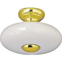 1 3/8in. White Ceramic Knob with Polished Brass