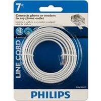 Six Conductor Telephone Cord, 7  White