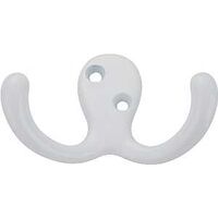 Double Prong Robe Hook, White