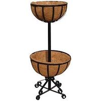 Two Tier Coconut Lined Planter, Steel
