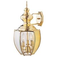 Coach Style Wall Mount Outdoor Lantern, Polished Brass