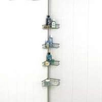l style pole shower caddy, satin nickel