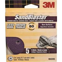 five hole sanding disc 80 grit, 5in. 10 pk