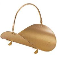 wood basket, polished brass