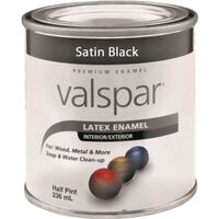 Indoor Outdoor Decorator Acrylic Latex Paint, 1/2 Pt Satin Black