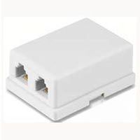 surface mount duplex phone jack, white