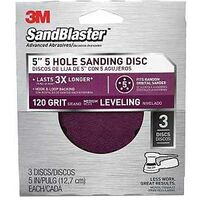 Five Hole Sanding Disc 120 Grit, 5in. 3 Pk