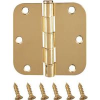 radial corner door hinge, 3 1/2in. x 3 1/2in. polished  brass