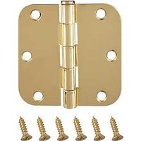 Radial Corner Door Hinge, 3 1/2in. x 3 1/2in. Polished  Brass
