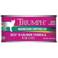 triumph beef n salmon cat food, 3 oz