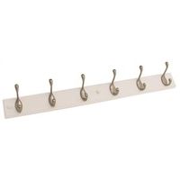 8102089 - 6 HOOK HANGER BN WOOD BACK WHT