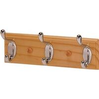 Wood Back 3 Hook Hanger, Chrome