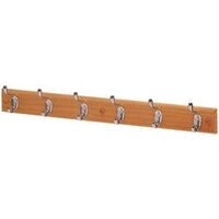 Wood Back 6 Hook Hanger, Chrome