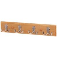 wood back 4 hook hanger, chrome