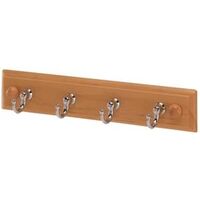 wood back 4 hook hanger, chrome