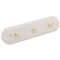 ceramic 3 hook hanger, polished brass/white