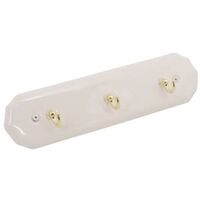 Ceramic 3 Hook Hanger, Polished Brass/White