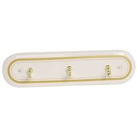 ceramic 3 hook hanger, polished brass/white