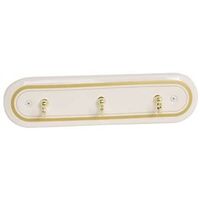 Ceramic 3 Hook Hanger, Polished Brass/White