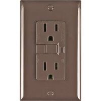 GFCI Duplex Outlet, 15A Brown