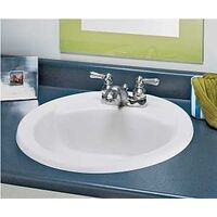 Oval Drop In Bathroom Sink, 20" x 17" White