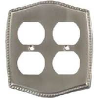 double duplex outlet wall plate, brushed nickel