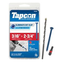 Tapcon 24365 Concrete Screw, 3/16 in x 2-3/4 in, Steel, Climaseal