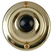 black doorbell button, brass