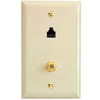 phone & cable wall plate, almond
