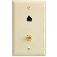 phone & cable wall plate, almond