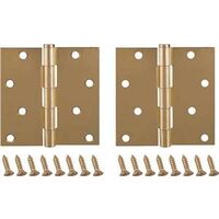 Square Corner Door Hinge, 4in. x 4in. Satin Brass