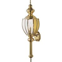 Coach Style Wall Mount Outdoor Lantern, Polished Brass