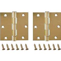 Square Corner Door Hinge, 3 1/2in. x 3 1/2in. Brass