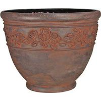 worn iron rose bud planter, 20in. limestone