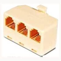 Three Outlet Phone Adapter, Ivory