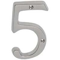 House Number 5, 4in. Satin Nickel