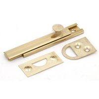 surface bolt bright brass, 3in.