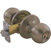 Ball Door Knob Entry Level Lockset, Stainless Steel