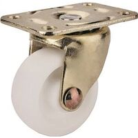 plate caster, 1 5/8in. white & brass