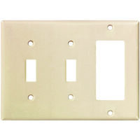 Two Toggle Switch & Decorator Plate, Almond
