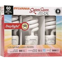 Mini Twist Daylight Compact Fluorescent Bulb, 60W 3Pk