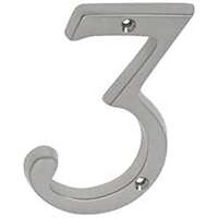 House Number 3, 4in. Satin Nickel