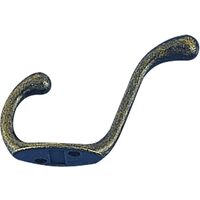 Coat & Hat Hook, Antique Brass