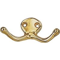 Heavy Duty Wardrobe Hook, Polished Brass