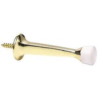 rigid door stop, 3in. bright brass