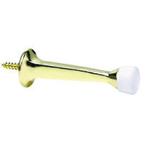 Rigid Door Stop, 3in. Bright Brass
